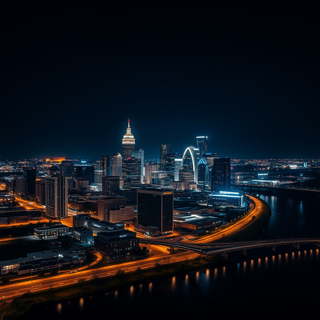 Tulsa Oklahoma skyline at night